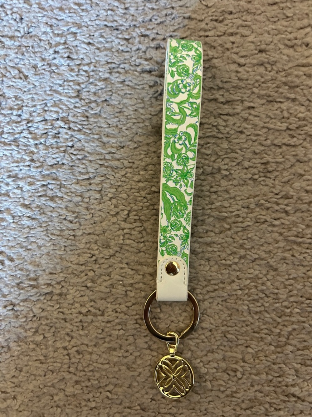 Lilly Pulitzer Green Floral White Wristlet Keychain
